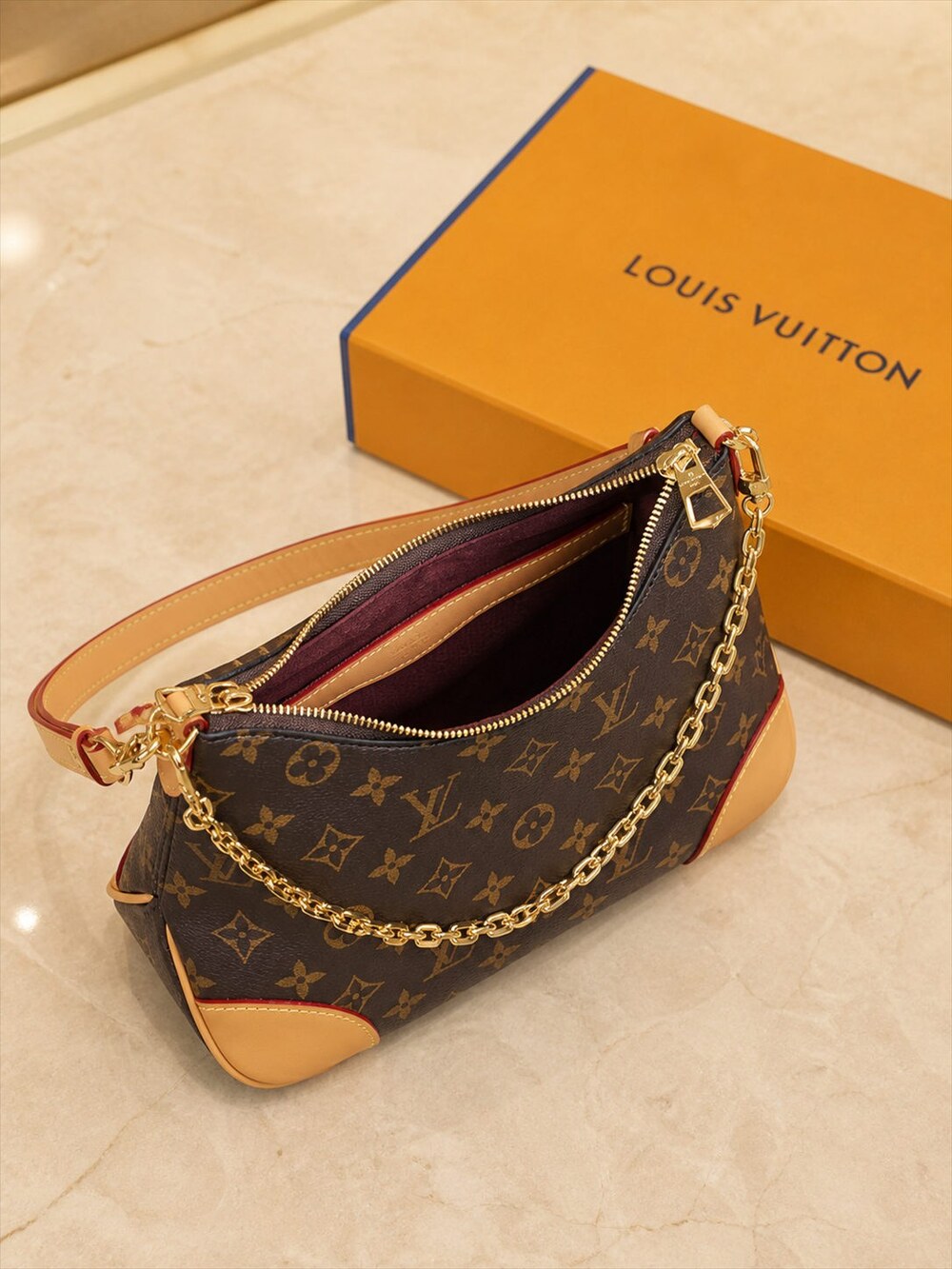 Louis Vuitton Boulogne Gold Chain Purse in Monogram Coated Canvas - Picture 9 of 9